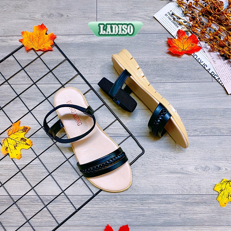 Dép Sandal nữ xỏ ngón 2 quai chéo LADISO đế bệt, dép quai hậu học sinh đi học. đi chơi, đi biển TT398