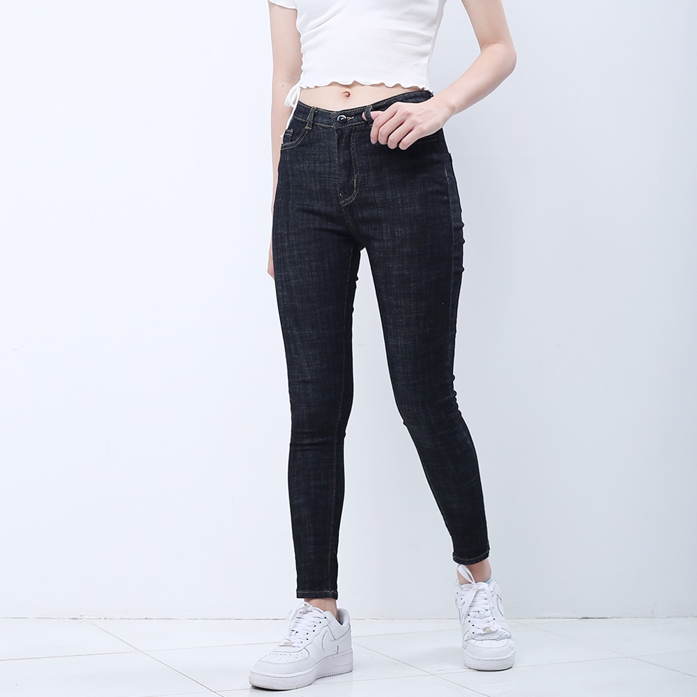 Quần jeans dài nữ co giãn SAIGONJEAN cạp thường basic jean QD032