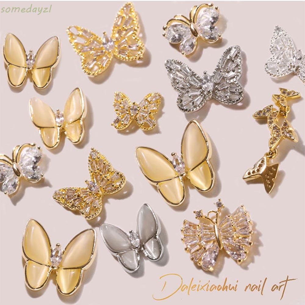 Phụ kiện trang trí móng tay nghệ thuật đính đá 3D hình bướm sang trọng