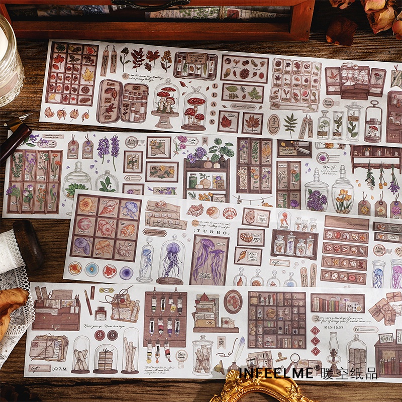 Băng Keo Washi Họa Tiết Hoa Nhiều Màu Phong Cách Retro Dùng Trang Trí Sổ Tay Diy