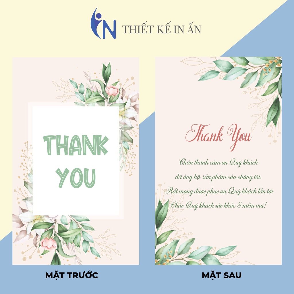 Hộp 100 card cám ơn, card Thank you Họa tiết hoa lá sáng tạo độc đáo hợp trend (15 mẫu) dành riêng cho shop bán hàng