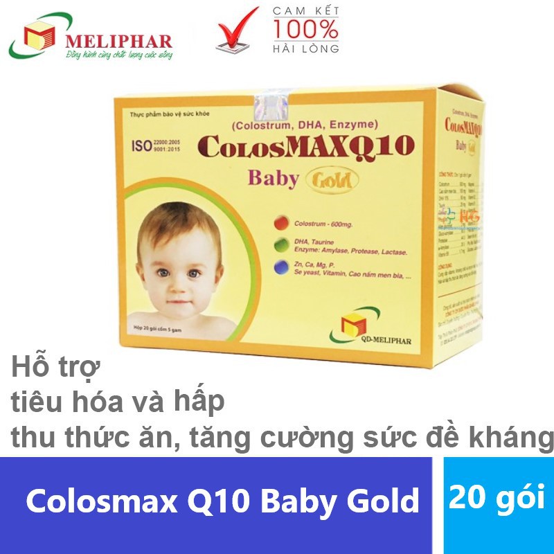 Cốm ColosMax Q10 Baby Gold |Colosmax Q10 Baby Gold |Hỗ trợ tiêu hóa và hấp thu, tăng cường sức đề kháng hộp 20 gói