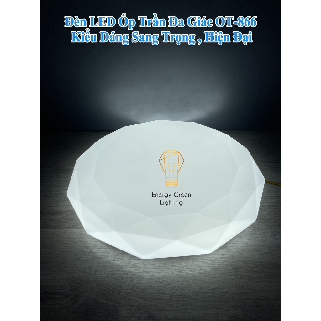 Đèn Ốp Trần Đa Giác Energy Green Lighting OT-886 Kiểu Dáng Sang Trọng, Hiện Đại - Đường Kính 50cm - 3 Chế Độ Ánh Sáng