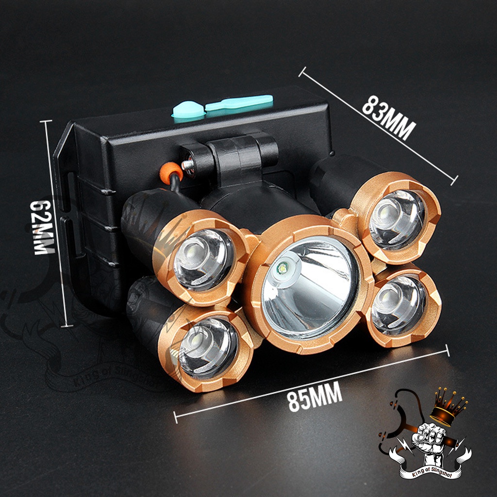 [Siêu Sáng] Đèn pin đội đầu siêu sáng gồm 5 bóng đèn,sản phẩm bền bỉ theo thời gian, có thể chống nước [YPX7]