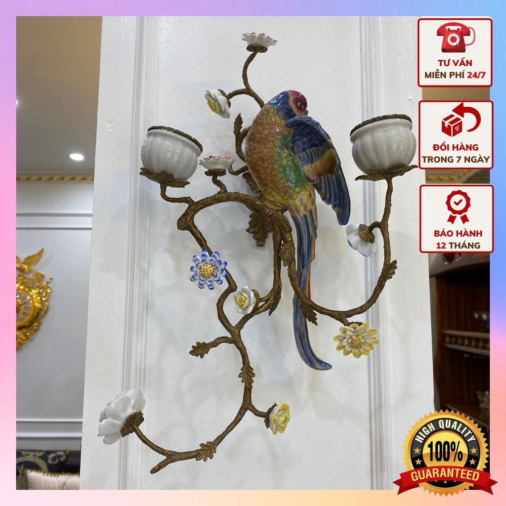 Cặp chân nến vẹt treo tường tân cổ điển DECOR-22