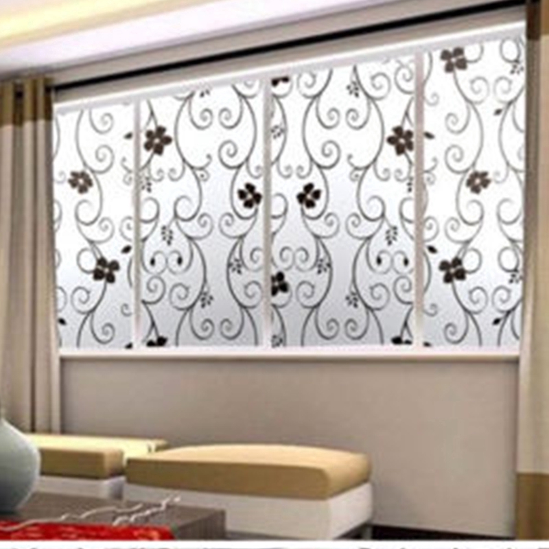 Tấm film dán cửa sổ bề mặt nhám họa tiết hoa kích thước 45x100cm