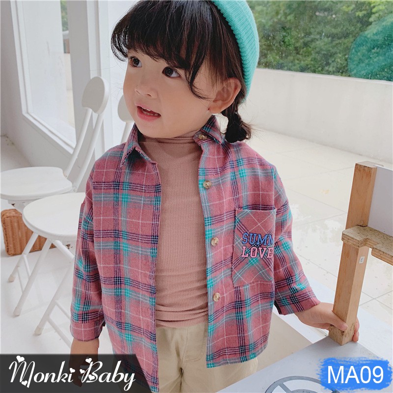 [SALE LẺ SIZE] - Áo sơ mi cho bé gái, chất cotton tự nhiên mềm mịn, họa tiết kẻ caro vintage dễ mặc | MA09