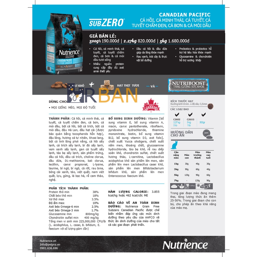 𝗨𝗿𝗯𝗮𝗻_NUTRIENCE SUBZERO_Hạt thịt thật cho mèo mọi lứa tuổi
