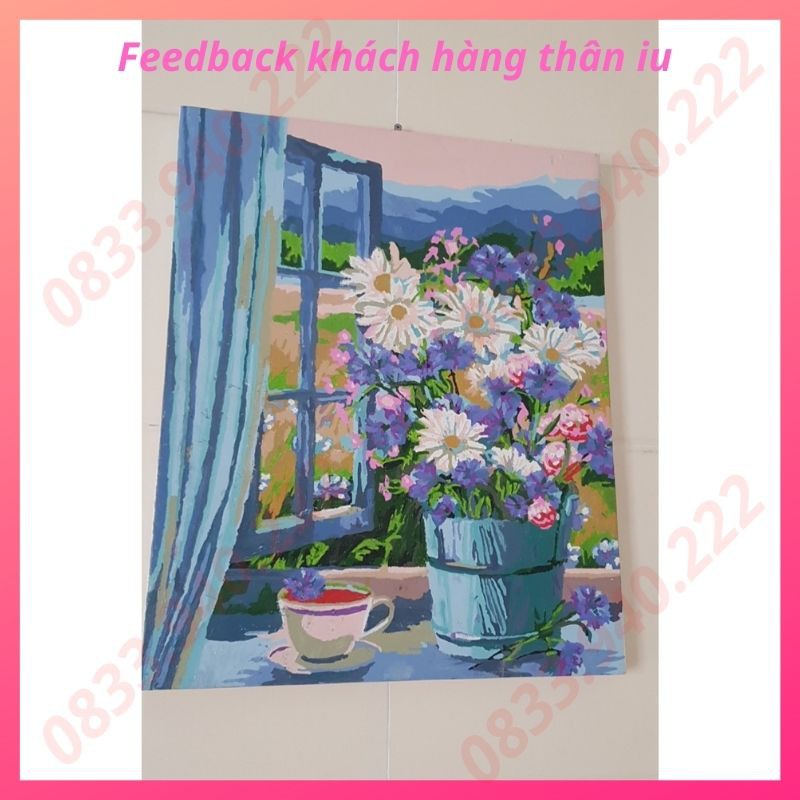 Tranh tô màu theo số Mẫu tranh đàn cá sơn dầu số hóa - Kích thước 40x50cm