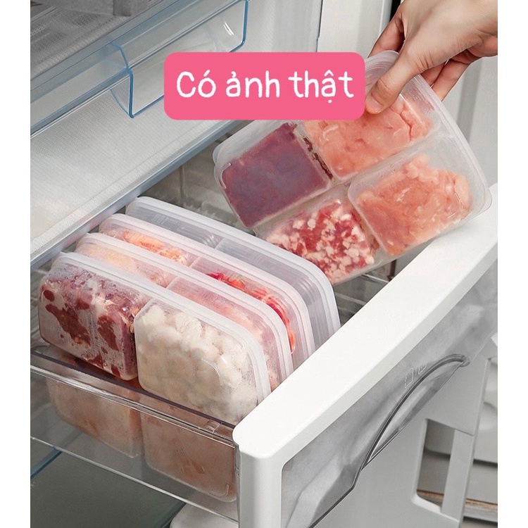 Hộp Chia Thực Phẩm Nhiều Ngăn RAKUEN Xuất Nhật 720ml Nắp Dẻo Kín Bảo Quản Thức Ăn Tiện Lợi