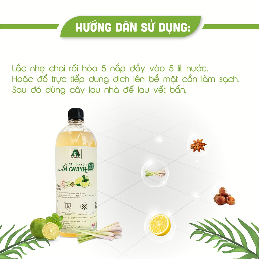 Nước lau nhà thơm mùi sả chanh, Nuoc lau san đuổi muỗi và côn trùng tinh dầu Sả chanh AN AN.