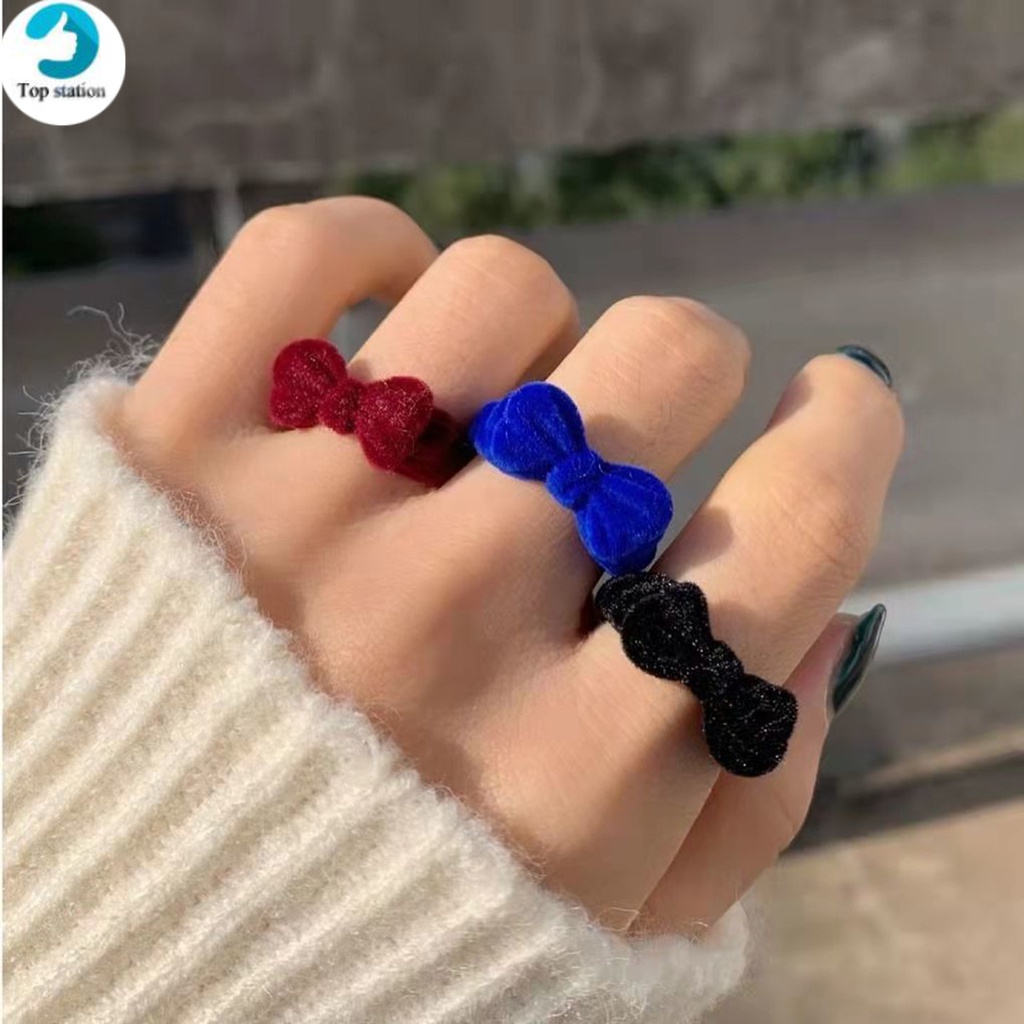 Nhẫn Hở Hình Nơ Bằng Nhung Dễ Thương Ngọt Ngào Cổ Điển Cho Nữ