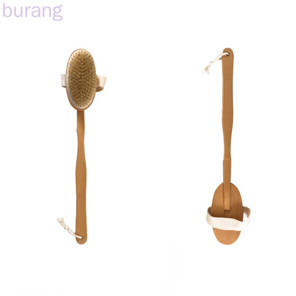Bàn chải tắm tẩy tế bào chết bằng gỗ tay cầm dài tiện dụng