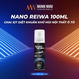 Chai xịt Diệt khuẩn, khử mùi ô tô Nano Reiwa Premium 100ml - Tinh dầu bạc hà nguyên chất X3