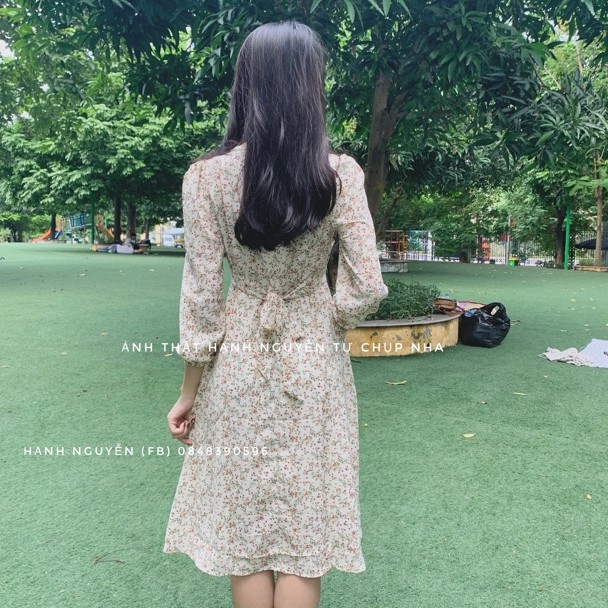 [Video/Ảnh Thật] Váy Hoa Cỏ - Váy hoa nhí dáng dài 2 lớp thắt nơ eo Vintage - Xưởng May Hạnh Hồng | BigBuy360 - bigbuy360.vn