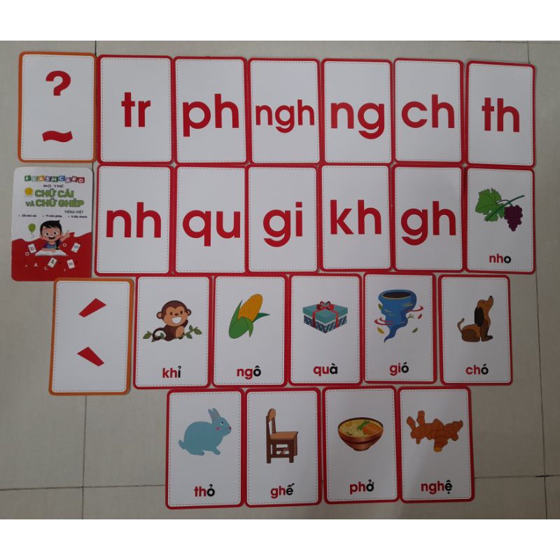 Sét 2 bộ thẻ học Toán và Tiếng Việt size đại. Flash card bé học toán- chữ cái và chữ ghép khổ lớn