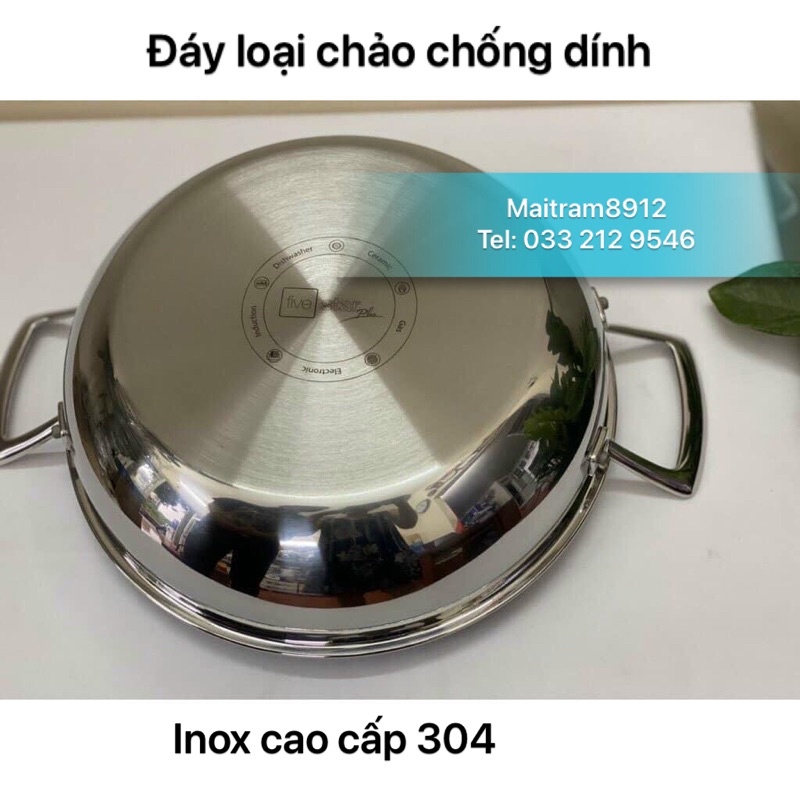 Nồi chảo lẩu inox Fivestar 3 đáy từ size 24cm, 26cm, 28cm, 32cm (24 cm, 26 cm, 28 cm, 32 cm), có loại lòng chống dính