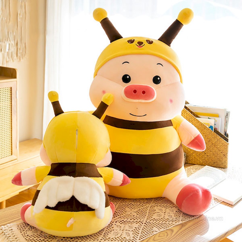 Gấu Bông Heo Ong Đứng Siêu Đáng Yêu, Thú nhồi bông chú lợn ong ngồi Cute hết xẩy, Gấu xinh Zick.vn