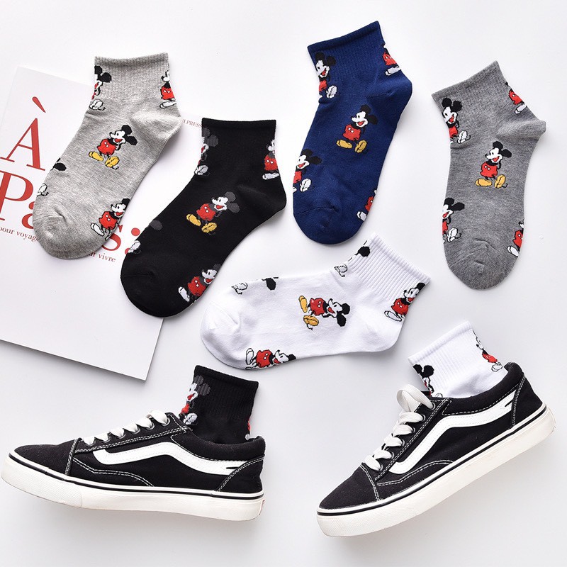 Set 5 đôi Vớ tất unisex Zotano hình Mickey cổ thấp phong cách Hàn Quốc TN89