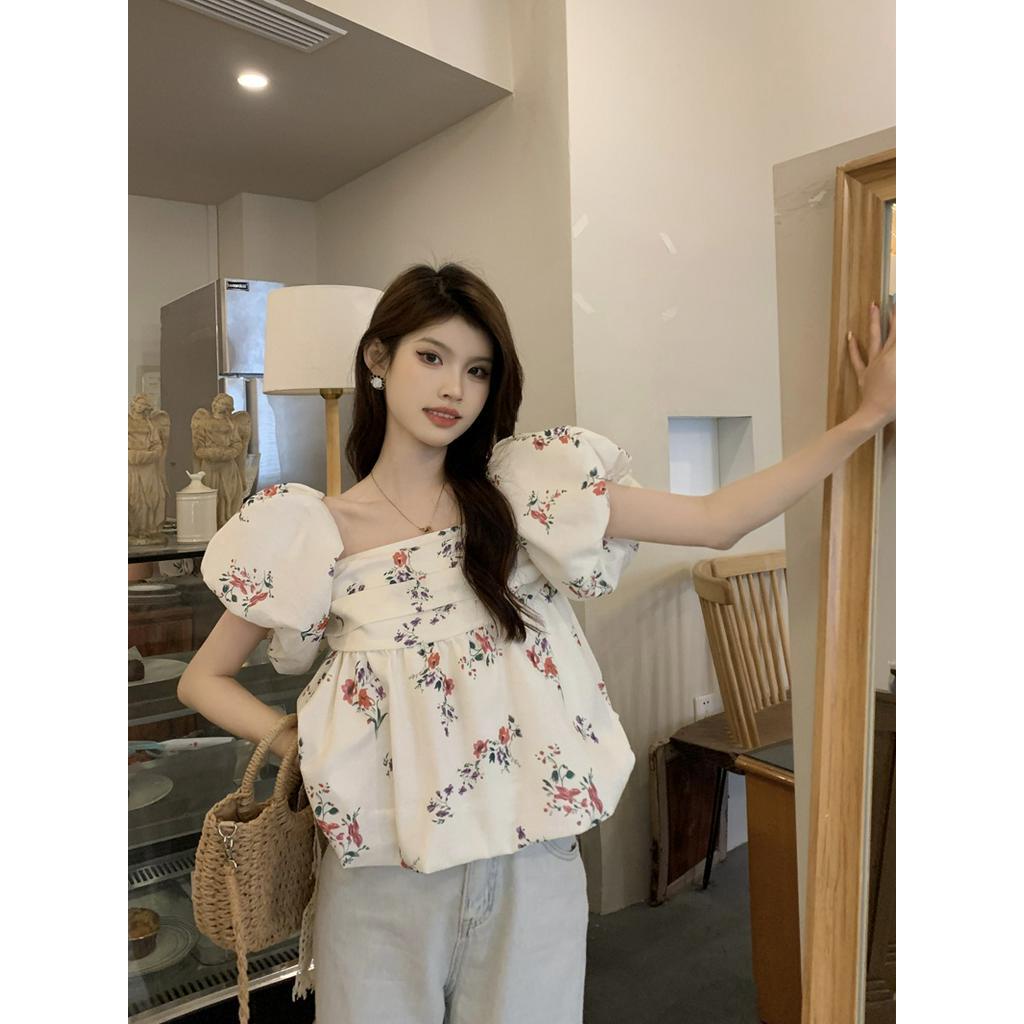 Áo Hoa Trễ Vai Dáng Ngắn Thời Trang Quyến Rũ 63453
