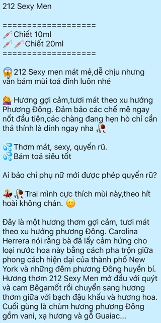 [Mẫu thử] Nước hoa Nam 212 Sexy Men