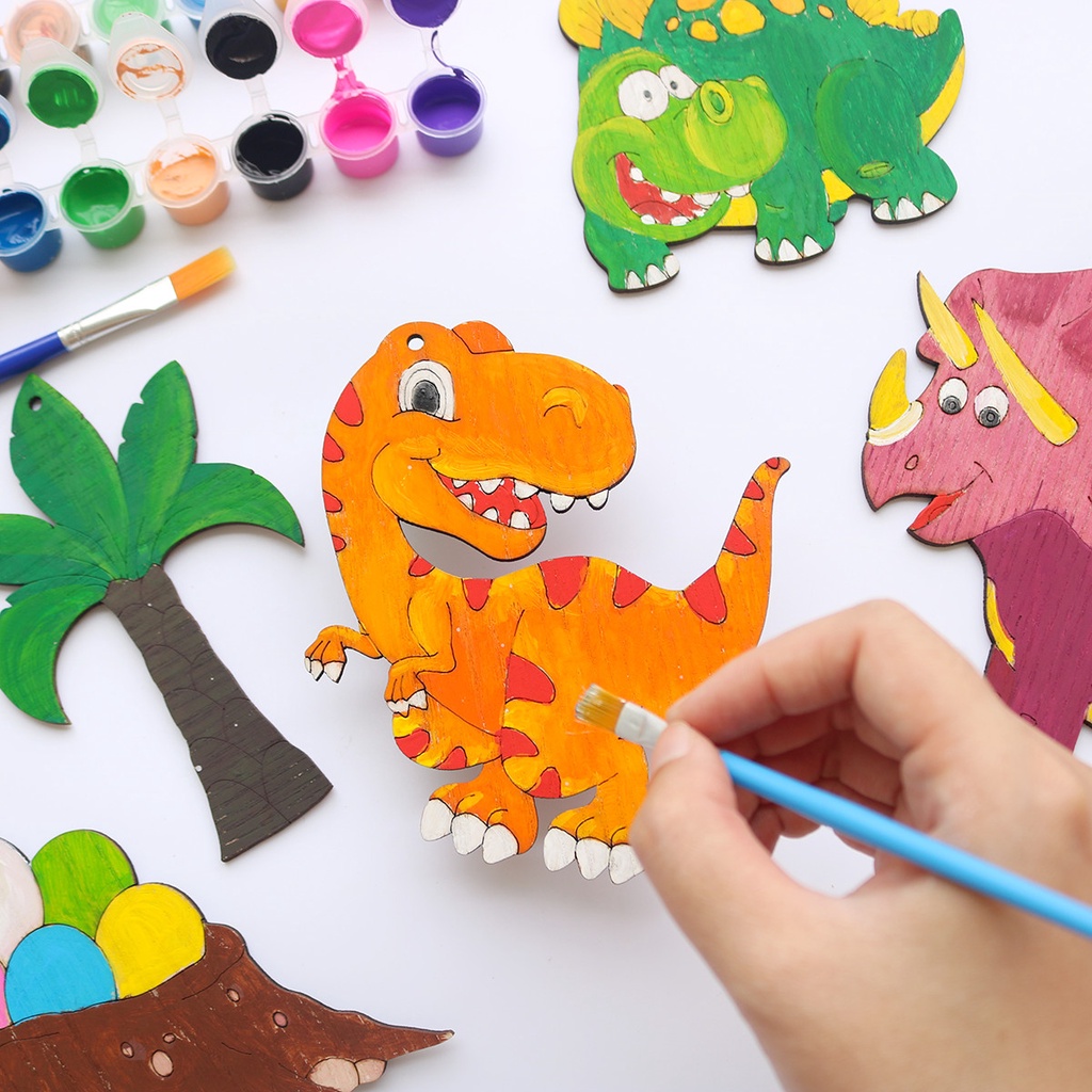 Set 10 Tranh Gỗ Tô Màu Cho Bé (kèm màu và bút lông)