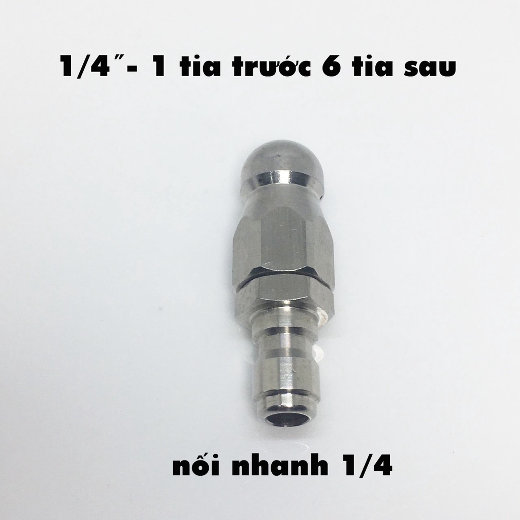 Béc phun thông tắc cống - Bec phun inox ren 1/4 icnh : 1 trước 3 sau