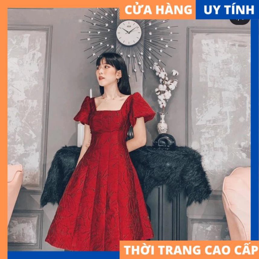 Đầm gấm dáng xòe cột nơ lưng sang chảnh - Funter Dress [HÀNG CAO CẤP]