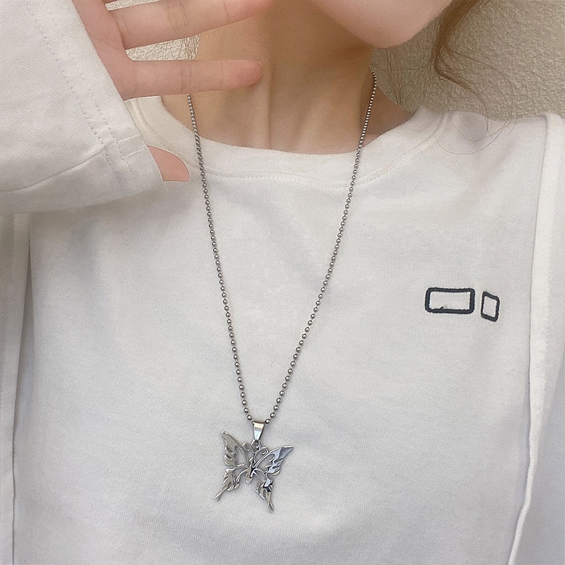 Vòng cổ Mặt Hình Bướm Bằng Kim Loại Phong Cách Hip hop Hàn Quốc Thời Trang