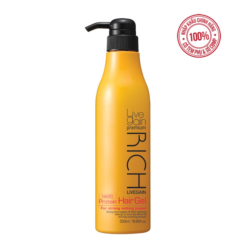 Gel Cứng Livegain Premium Rich Protein Hair Gel (Hard) 500ml Hàn Quốc