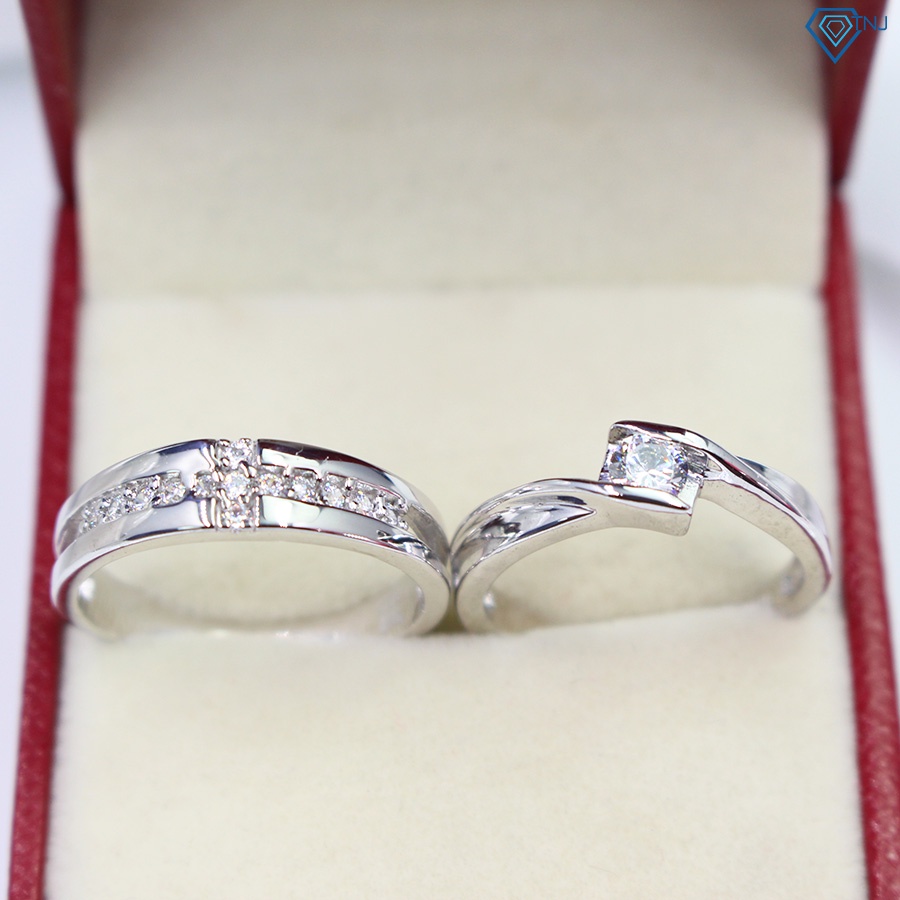 Nhẫn cặp đôi bạc 925 nam nữ đính đá khắc tên ND0277 Trang Sức TNJ