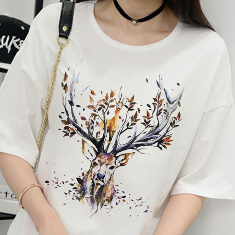 Áo Thun Nữ Tay Lỡ In Con Nai Nhiều Màu MYROSE169
