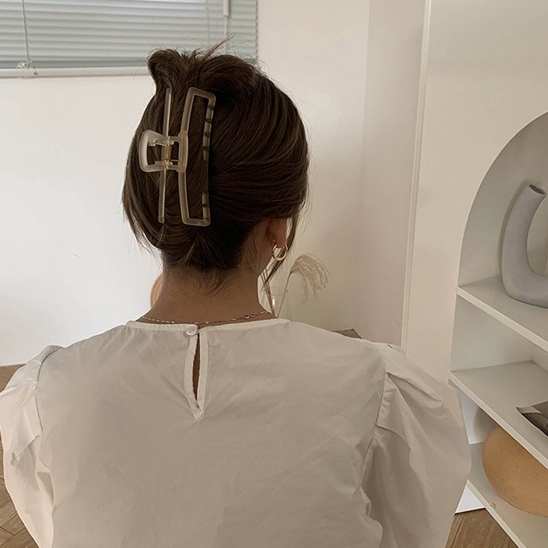 Kẹp tóc nhựa trong suốt nhiều màu hình chữ nhật phong cách Hàn Quốc thanh lịch