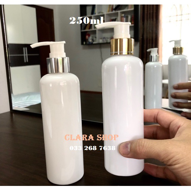 Chai pet mỹ phẩm vòi ấn 250ml - Chai đựng mỹ phẩm 250ml