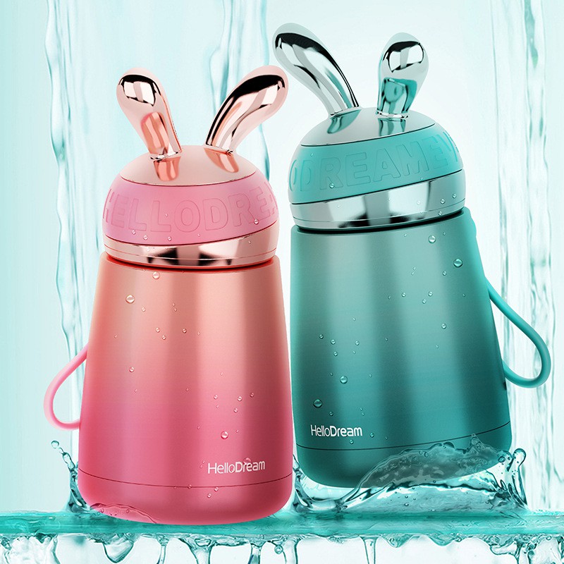 Bình giữ nhiệt tai thỏ thú cưng độc đáo quà sáng tạo giữ nhiệt đến 12h dung tích 300ml inox 304