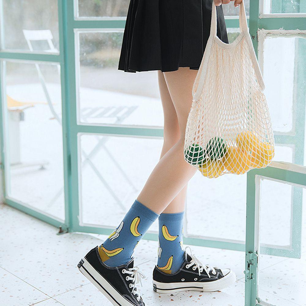 Vớ Cotton Họa Tiết Trái Bơ / Đào Phong Cách Đường Phố Hàn Quốc Cho Nữ