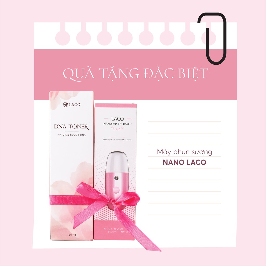 Nước hoa hồng -Toner DNA Laco thu nhỏ lỗ chân lông, cân bằng độ pH 150ml Tặng máy phun sương Nano