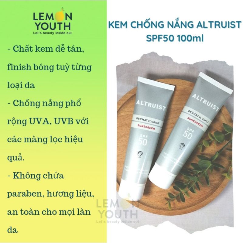 Kem chống nắng Altruist phổ rộng chống nắng hiệu quả