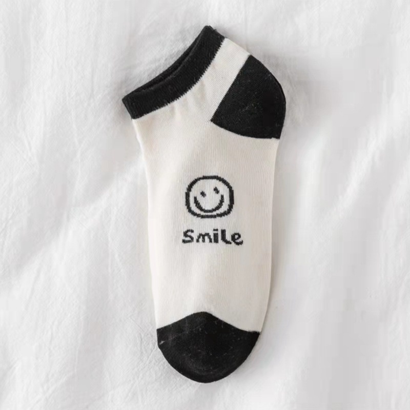 Vớ Cotton Cổ Thấp Màu Trắng Đen Phong Cách Nhật Bản Thời Trang Xinh Xắn Cho Nữ