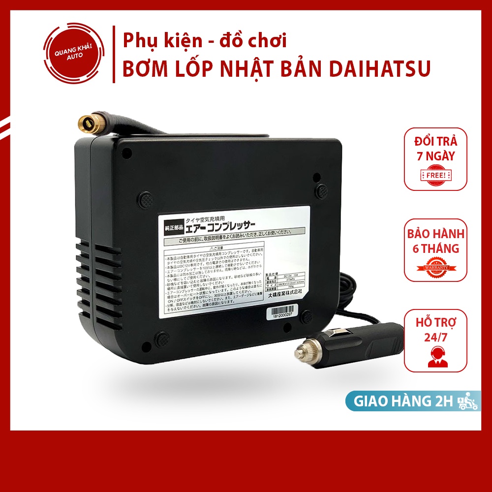 Bơm Lốp Daihatsu Nhập Khẩu Nhật - 375 KPA - Cắm Tẩu 12V Tiện Lợi -Bơm Lốp Xe Hơi, Bơm lốp ô tô mini