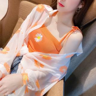 Áo Sơ Mi Chất Chiffon Hoạ Tiết Hoa Cúc Thiết Kế Dáng Rộng Thoải Mái