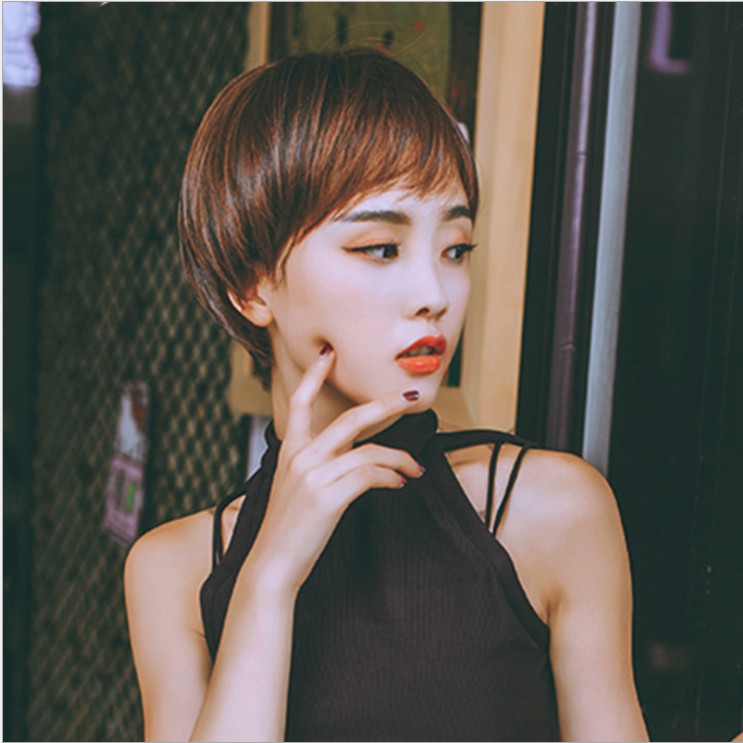 TẶNG LƯỚI Tóc giả nữ tomboy Hàn Quốc - TG60 ( MÀU NÂU VÀNG )