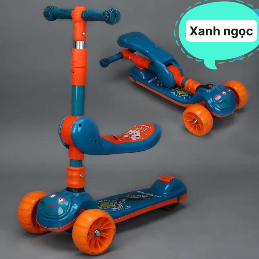 XSH - Xe trượt Scooter hình heo peppa có đèn 3 bánh và nhạc