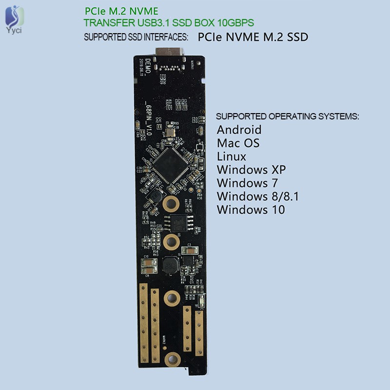 Yy Nvme Enclosure M.2 PCI-E SSD M Key To Type-C USB 3.1 Gen2 External Adapter Case Durable @VN