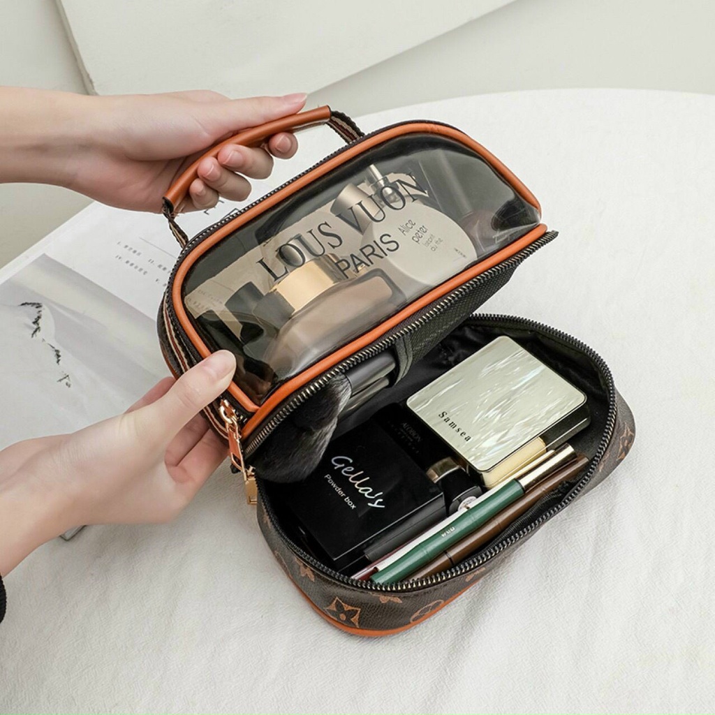 Túi cốp đựng mỹ phẩm 2 tầng đồ trang điểm đồ dùng cá nhân nhỏ gọn tiện lợi