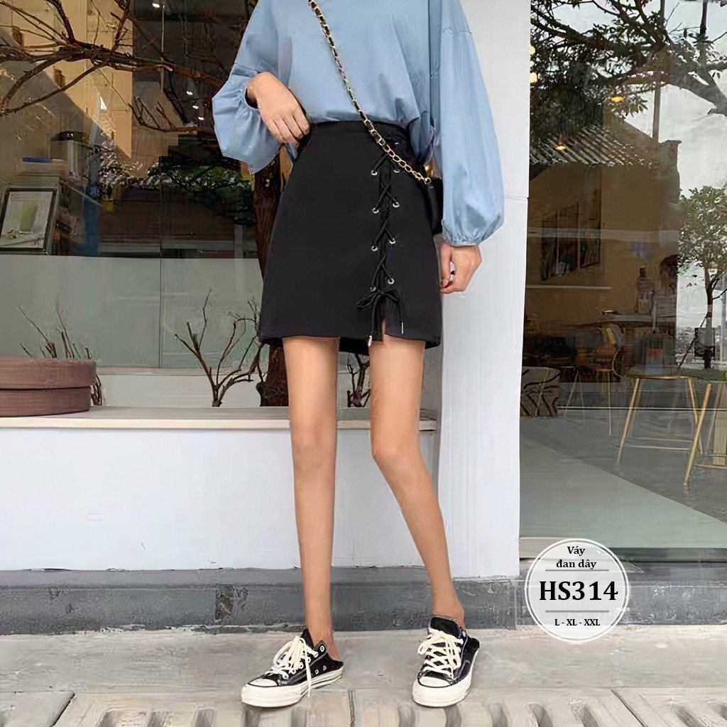 Chân váy bigsize dáng chữ A đan dây HS314 - Quần váy bigsize dáng chữ A công sở khóa kéo -Màu đen- Size 55-90kg L XL XXL | BigBuy360 - bigbuy360.vn