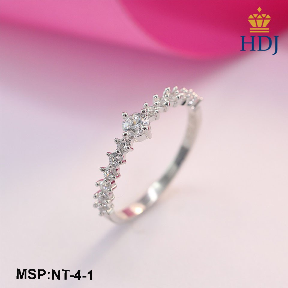 Nhẫn bạc nữ đẹp đính đá trắng tinh tế sang trọng trang sức cao cấp HDJ mã NT-4-1