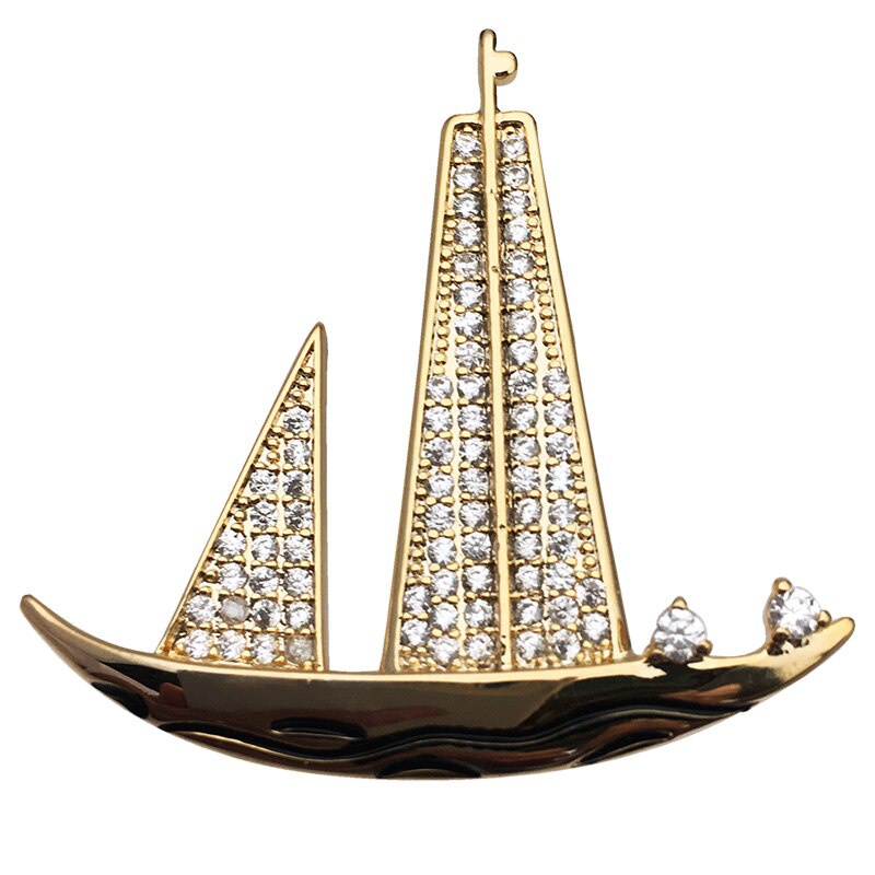 Ghim Cài Áo Hình Thuyền Buồm Đính Đá Thời Trang