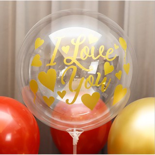 Sticker Trong Suốt 10-20 inch Hình Bong Bóng Và Chữ Happy Birthday