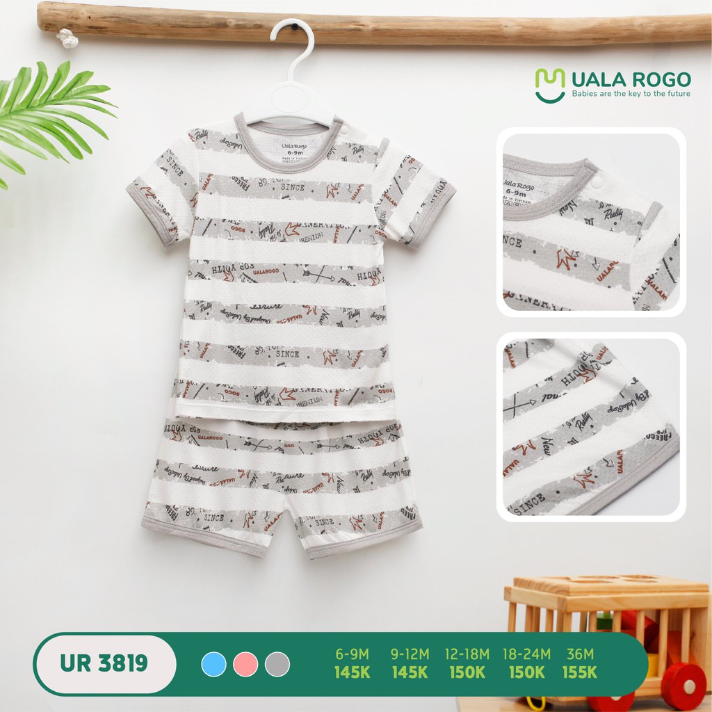 Bộ cộc tay cho bé Uala Rogo UR3819 vải cotton